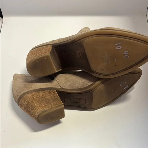 Frye Tan Ankle Booties with Side Zipper - Picture 2 of 9